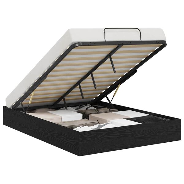 vidaXL Ottoman Bettgestell Schwarze Eiche 203 x 140 x 25 cm