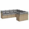 vidaXL 8-tlg. Garten-Sofagarnitur mit Kissen Beige Poly Rattan