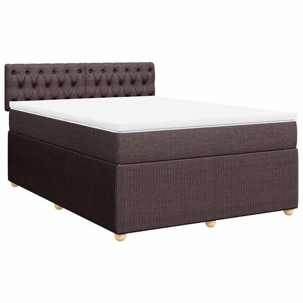 vidaXL Boxspringbett mit Matratze Dunkelbraun 140x190 cm Stoff