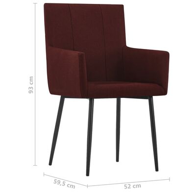 vidaXL Esszimmerstühle mit Armlehnen 2 Stk. Weinrot Stoff