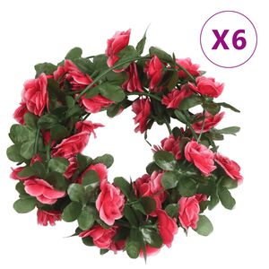 vidaXL Blumengirlanden 6 Stk. Fr&uuml;hlingsrosen Rot 250 cm