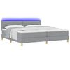 vidaXL LED Boxspringbett mit Matratze Hellgrau 200 x 200 cm Stoff
