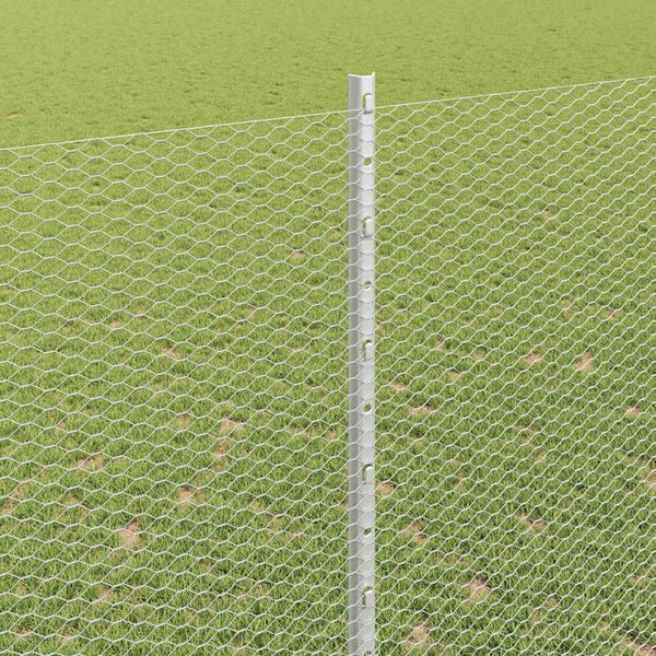 vidaXL Zaun und Pfosten Silber 1,6 x 50 m Stahl