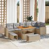 vidaXL Gartensofa-set 9 pcs Beige Poly-Rattan