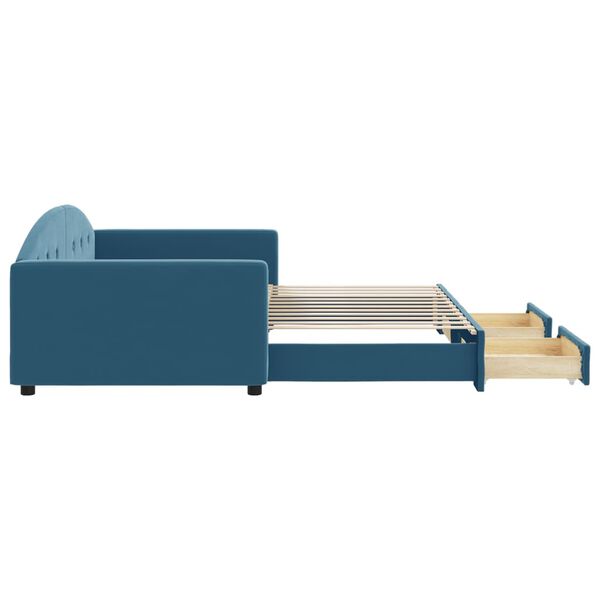 vidaXL Tagesbett Ausziehbar mit Schubladen Blau 100x200 cm Samt