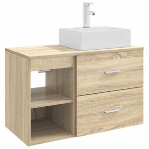 vidaXL Badezimmerm&ouml;bel-Set 2 pcs Sonoma-Eiche Holzwerkstoff