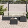 vidaXL Garten-Sofa-Set mit Kissen 6 pcs Schwarz und Weiß Poly Rattan