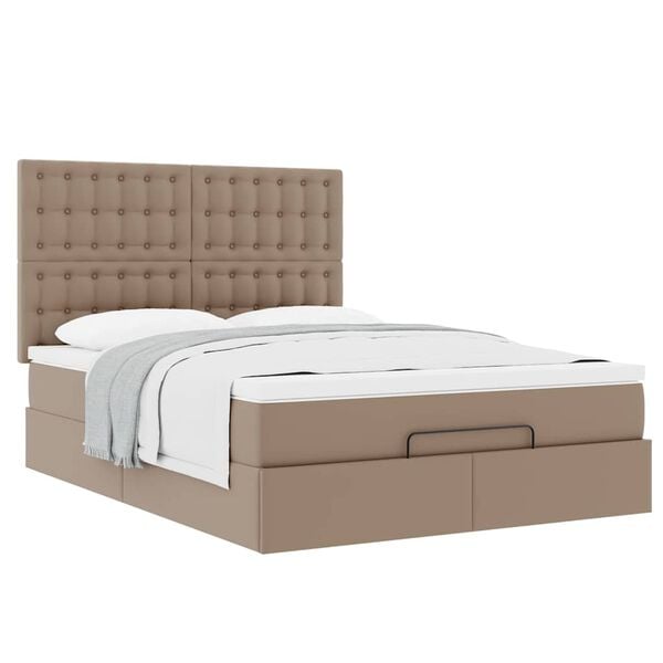 vidaXL Ottoman-Bett mit Matratze Cappuccino-Braun 140x190cm Kunstleder