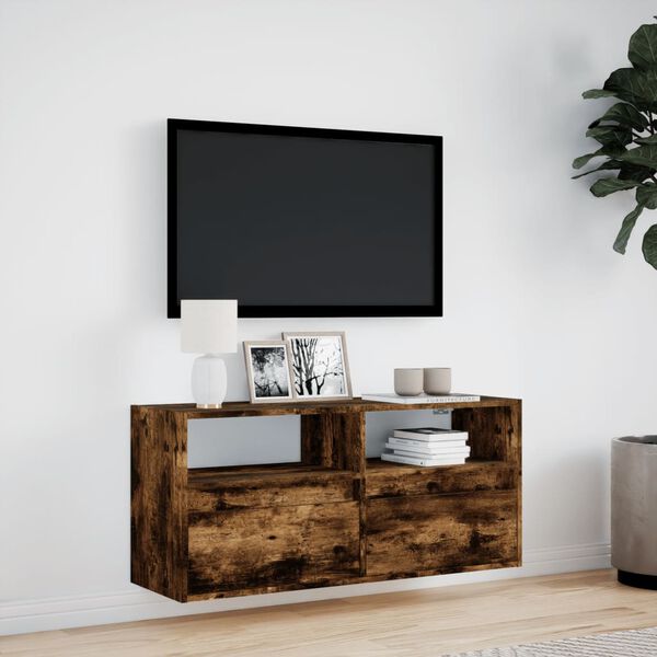 vidaXL TV-Wandschrank mit LED-Beleuchtung R&auml;uchereiche 100x31x45 cm