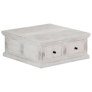 vidaXL Couchtisch Wei&szlig; 70x70x30 cm Massivholz Mango