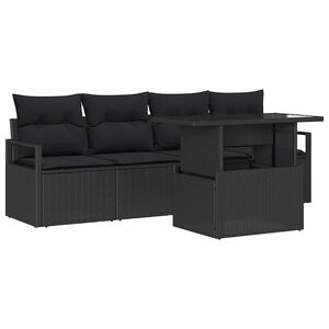 vidaXL Gartensofa-set 5 stk. Schwarz Poly Rattan