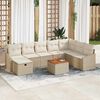 vidaXL Garten-Sofa-Set mit Kissen mit Speicher 9 pcs Beige Poly Rattan