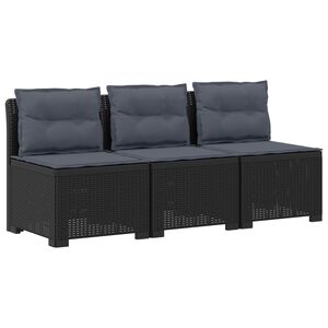 vidaXL 3-Sitzer Garten Sofa mit Kissen Rattan-Look PP Anthrazit