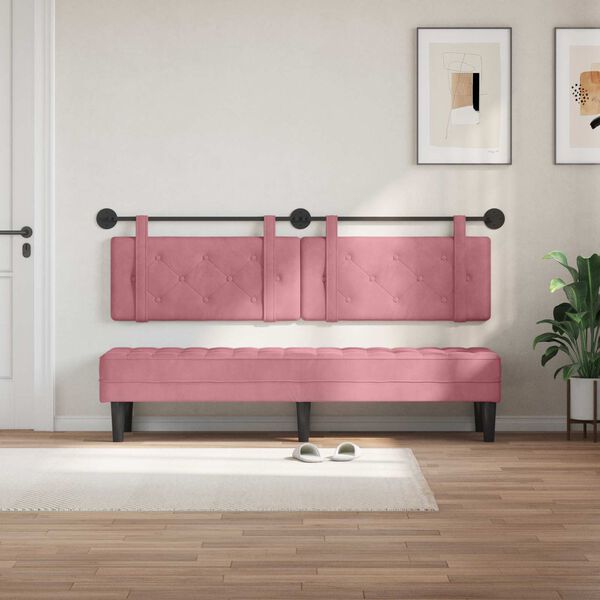 vidaXL H&auml;ngevorderseite Wandmontiert Rosa 170 x 55 x 5 cm Samt