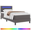 vidaXL Boxspringbett mit LED-Lichtleisten Grau 90 x 190 cm Kunstleder