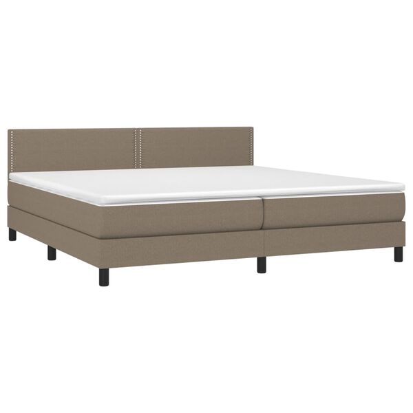 vidaXL Boxspringbett mit Matratze Taupe 200x200 cm Stoff