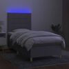 vidaXL Boxspringbett mit Matratze & LED Hellgrau 90x190 cm Stoff