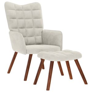 vidaXL Relaxsessel mit Hocker Creme Samt