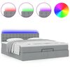 vidaXL Ottoman-Bett mit Matratzen & LEDs Hellgrau 200x200 cm Stoff