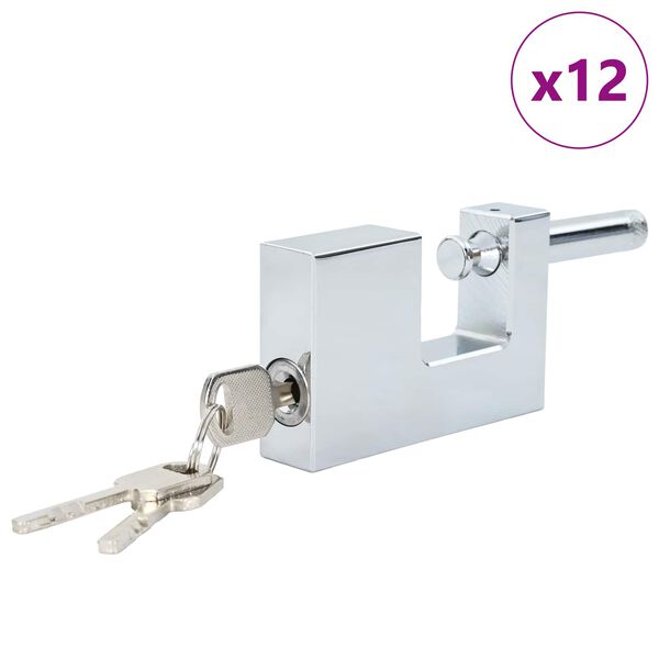 vidaXL Vorh&auml;ngeschloss 12 pcs Silber 8,7 x 1,9 x 5,5 cm Eisen
