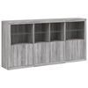 vidaXL Sideboard mit LED-Leuchten Grau Sonoma 202x37x100 cm