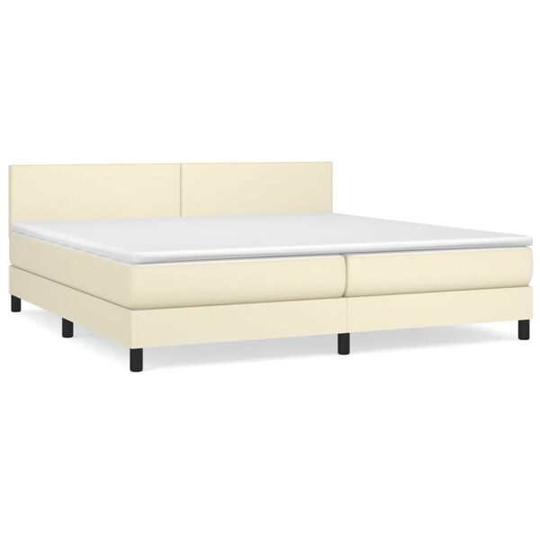vidaXL Boxspringbett mit Matratze Creme 200x200 cm Kunstleder