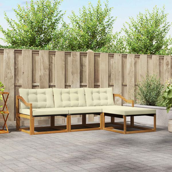 vidaXL Outdoor-Sofagarnitur mit Kissen 4 pcs Natur und Creme