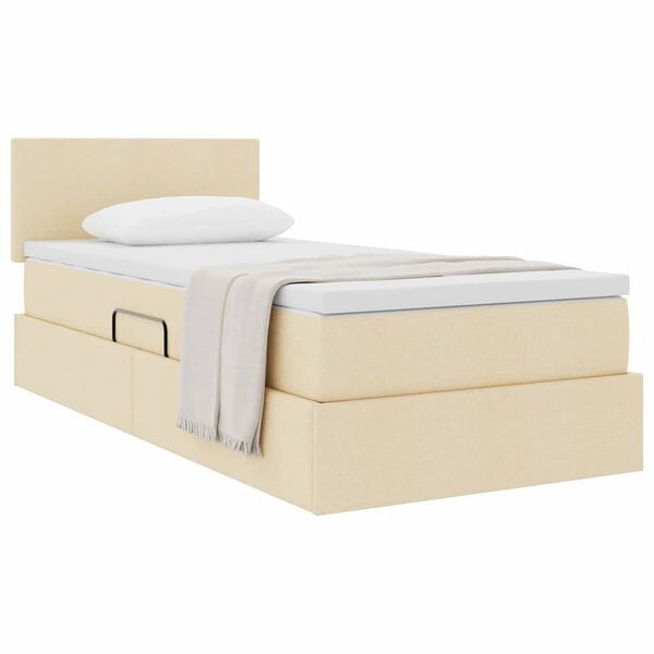 vidaXL Aufbewahrungsbett mit Matratze Creme 90 x 190 cm Holzwerkstoff