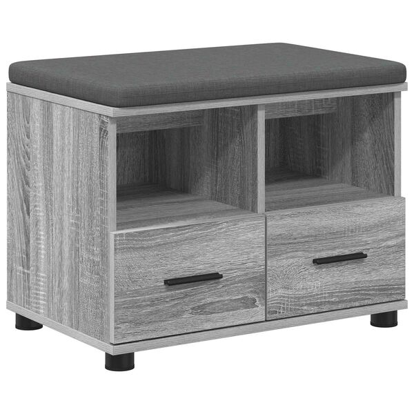 vidaXL Flurbank mit Kissen mit Speicher Graues Sonoma 60 x 38 x 46 cm