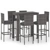 vidaXL 7-tlg. Gartenbar-Set mit Kissen Poly Rattan Grau