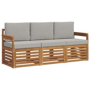 vidaXL Sofagarnituren 3 pcs Nat&uuml;rlich und Hellgrau Massivholz Akazie