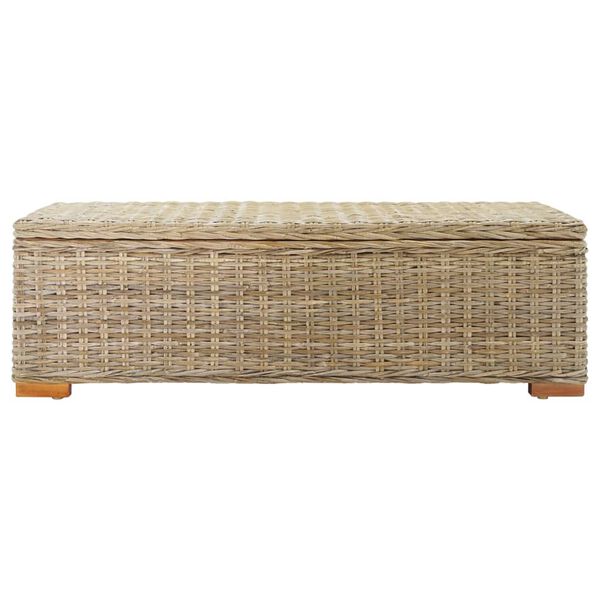 vidaXL Truhe 110 cm Natur Kubu Rattan & Massivholz Mahagoni