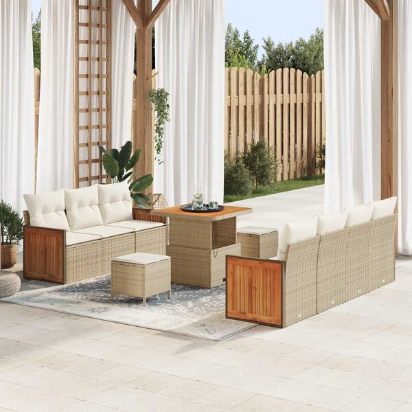 vidaXL Garten-Sofa-Set 10 pcs Beige und Creme 80 x 80 x 71 cm