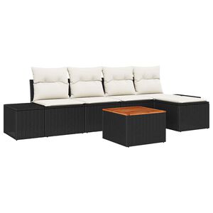 vidaXL Gartensofa-set mit Kissen 6 pcs Schwarz Poly-Rattan