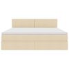 vidaXL Bett mit Stauraum und LED mit Matratze Creme 180 x 200 cm Stoff