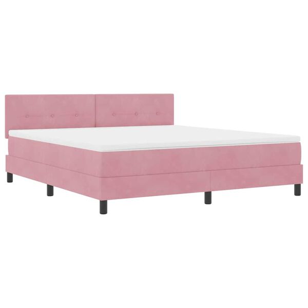 vidaXL Boxspringbett mit Matratze mit Kopfteil Rosa 180 x 200 cm Samt