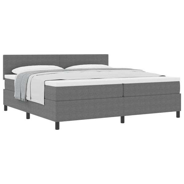 vidaXL Boxspringbett Hellgrau und Wei&szlig; 203 x 200 x 88 cm Cordstoff
