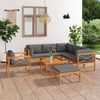 vidaXL 8-tlg. Garten-Lounge-Set mit Grauen Kissen Massivholz Teak