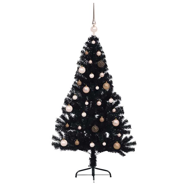 vidaXL K&uuml;nstlicher vorbeleuchteter Weihnachtsbaum Schwarz 150 cm PVC
