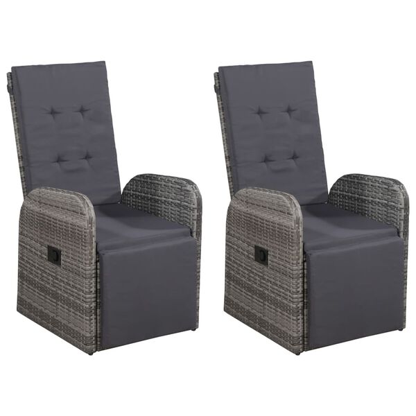 vidaXL 5-tlg. Garten-Essgruppe mit Kissen Poly Rattan Grau