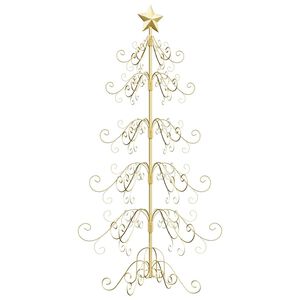 vidaXL Metall Weihnachtsbaum Gold 150 cm Pulverbeschichteter Stahl