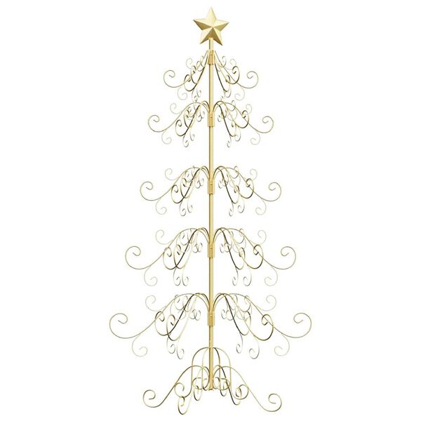 vidaXL Metall Weihnachtsbaum Gold 150 cm Pulverbeschichteter Stahl