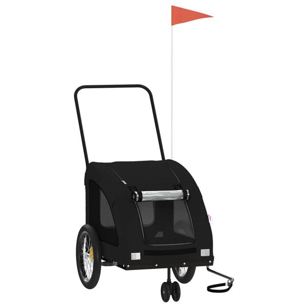 vidaXL Fahrradanhänger Hunde Schwarz Oxford-Gewebe und Eisen