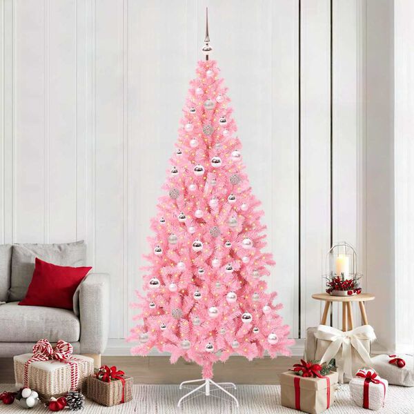 vidaXL Weihnachtsbaum mit 300 LEDs mit St&auml;nder Rosa 240 cm PVC