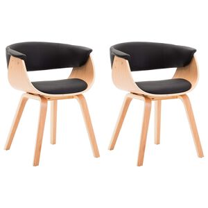 vidaXL Esszimmerst&uuml;hle 2 Stk. Schwarz Bugholz und Kunstleder