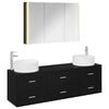 vidaXL Badezimmerm&ouml;bel-Set 4 pcs Schwarze Eiche Ingenieurholz und Glas