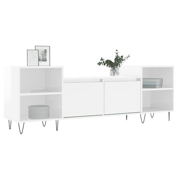 vidaXL TV-Schrank Hochglanz-Weiß 160x35x55 cm Holzwerkstoff