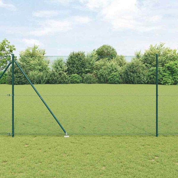 vidaXL Zaunpfosten Gr&uuml;n 50 x 1,5 m (16 x 16 mm Maschen) Stahl und PVC