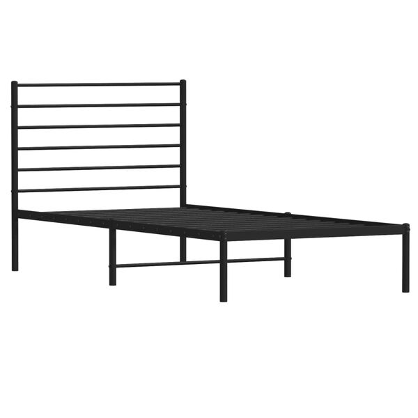 vidaXL Bettgestell mit Kopfteil Metall Schwarz 90x190 cm