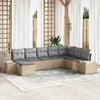 vidaXL Garten-Sofa-Set mit Kissen 8 pcs Beige und Hellgrau Poly-Rattan